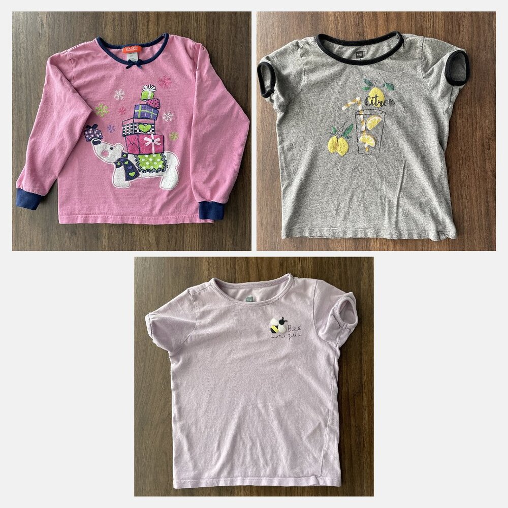 Girls 3-Pack Graphic Pajama Tops (Size 6)